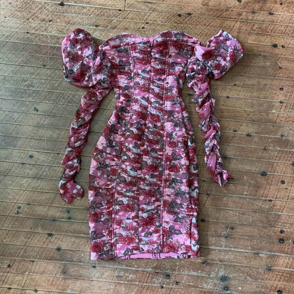 Magnolia Rose corset bandage XS bodycon dress with detached sleeves - Picture 3 of 4